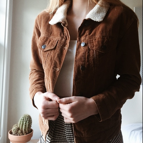 brandy melville elisha fur corduroy jacket